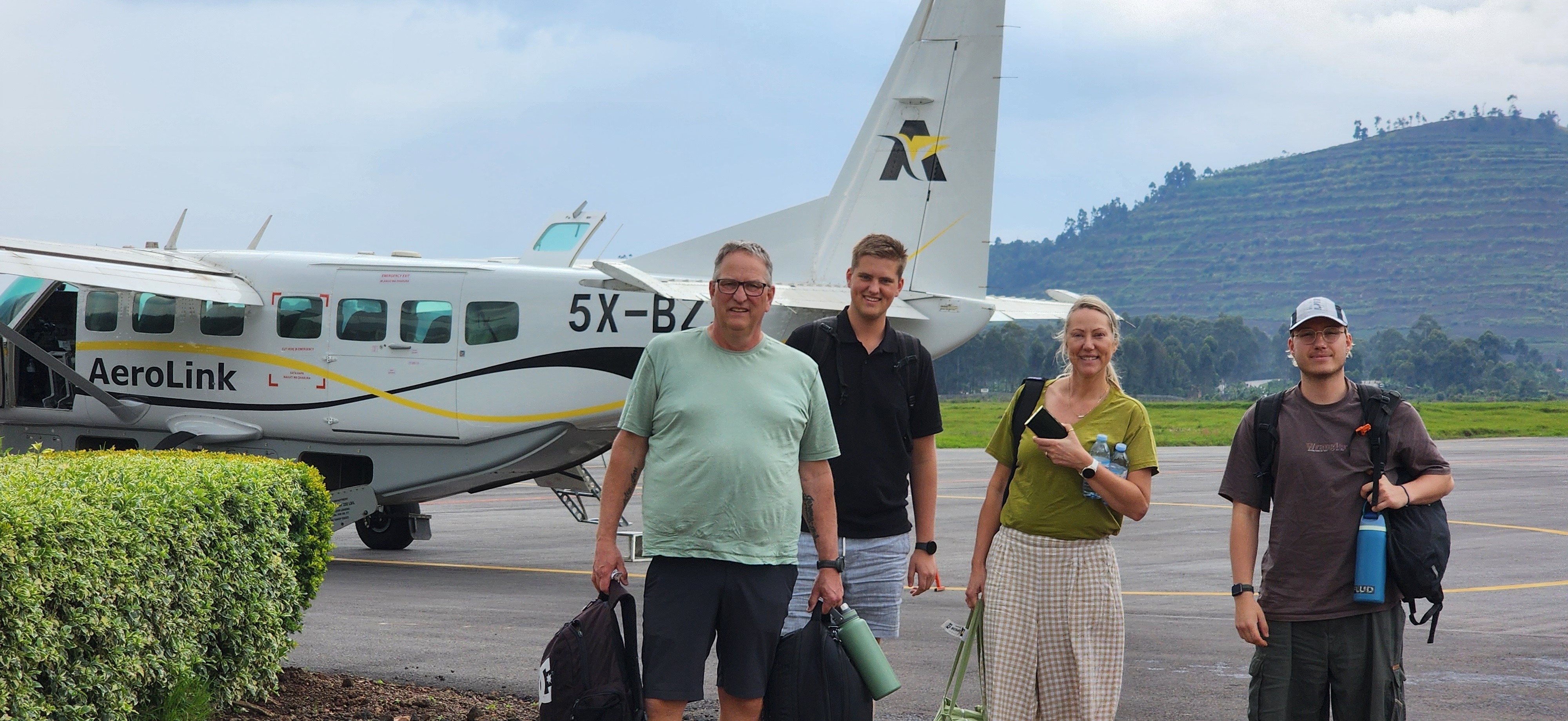 Angara tours and travel clients have just landed in Kisoro airport ready for their Gorilla trek the next morning