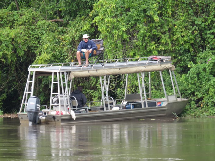 Angara tours and travel tourists on a fishing expedition on river Nile in Murchison falls national park